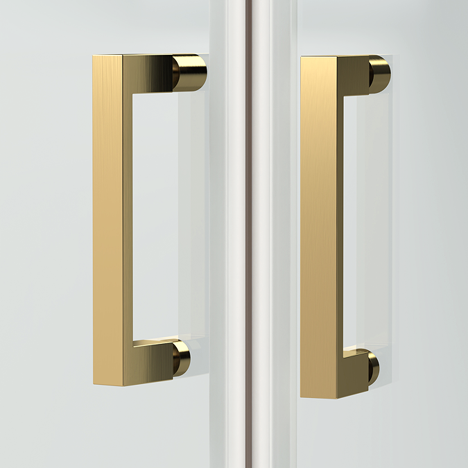 Toreno Brushed Brass 1400 x 700mm Double Sliding Door Shower Enclosure without Tray - Image 3