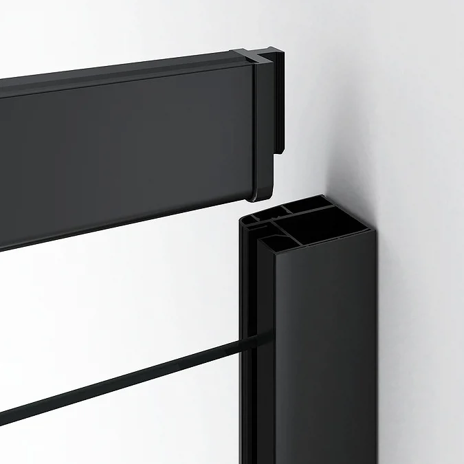 Toreno Matt Black 1400 x 900mm Double Sliding Door Shower Enclosure + Slate Effect Tray - Image 4