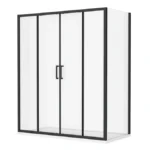 Venice Matt Black 1400 x 700mm Double Sliding Door Shower Enclosure without Tray