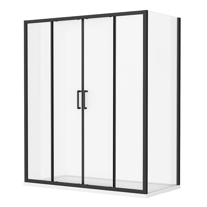 Venice Matt Black 1400 x 900mm Double Sliding Door Shower Enclosure without Tray