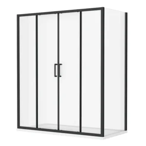 Venice Matt Black 1400 x 900mm Double Sliding Door Shower Enclosure without Tray