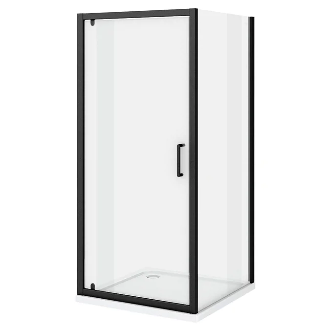 Toreno Matt Black 760 x 760mm Pivot Door Shower Enclosure without Tray - Image 2