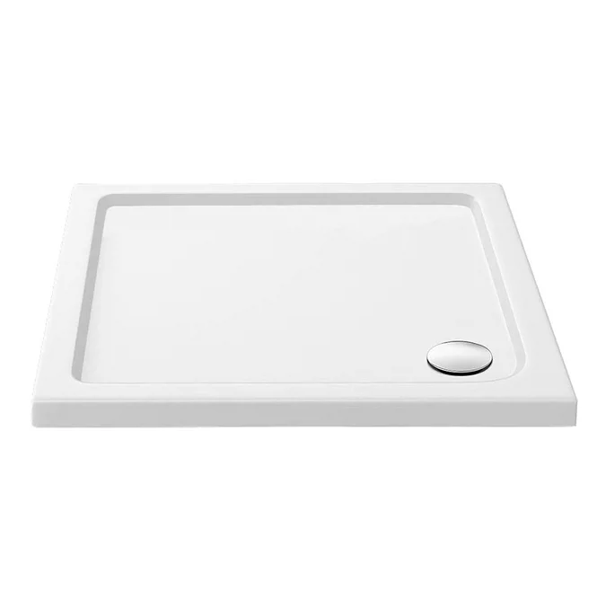 Toreno Matt Black 900 x 900mm Pivot Door Shower Enclosure + Pearlstone Tray - Image 2