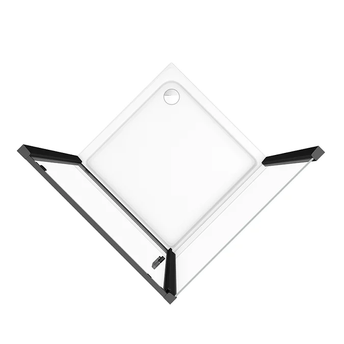 Toreno Matt Black 900 x 900mm Pivot Door Shower Enclosure + Pearlstone Tray - Image 5