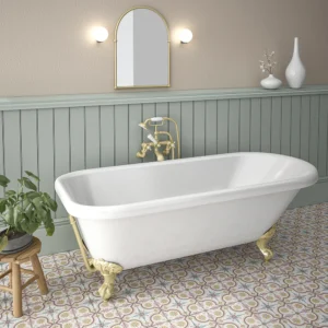 Astoria 1550 Roll Top Slipper Bath + Brushed Brass Leg Set