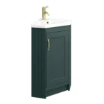 Chatsworth Traditional Green Corner Vanity Unit with Brushed Brass Handle