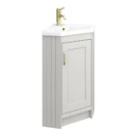 Chatsworth Traditional Grey Corner Vanity Unit with Brushed Brass Handle