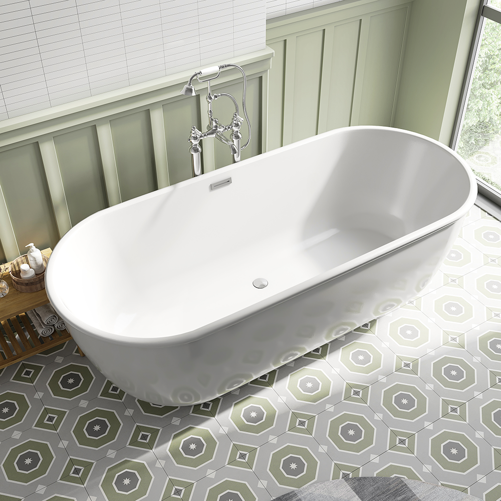 Chatsworth 1700 Freestanding Curved Bath - Double Ended with Chrome Waste - Image 6
