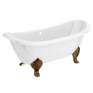 Chatsworth Double Ended Slipper Roll Top Cast Iron Bath - 1700 x 760mm with Antique Brass Feet