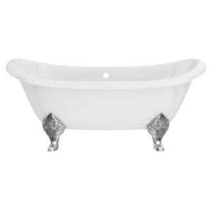 Chatsworth Double Ended Slipper Roll Top Cast Iron Bath - 1700 x 760mm with Chrome Feet