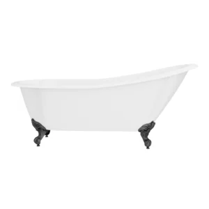 Thames Cast Iron Bath with Matt Black Feet (1700 x 780mm Slipper Flat Rim)