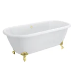 Landon Cast Iron Bath with Brushed Brass Feet (1710 x 775mm – Double Ended Roll Top)