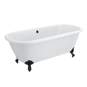Landon Cast Iron Bath with Matt Black Feet (1710 x 775mm – Double Ended Roll Top)