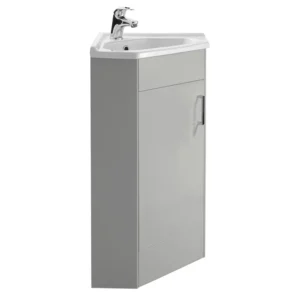 Cove Floor Mounted Corner Vanity Unit - Light Grey - 555mm with Chrome Handle