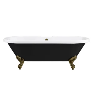 Duke Black 1695 Double Ended Roll Top Bath + Antique Brass Leg Set