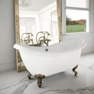 Earl 1750 Double Ended Roll Top Slipper Bath + Antique Brass Leg Set