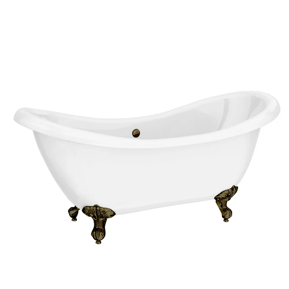 Earl 1750 Double Ended Roll Top Slipper Bath + Antique Brass Leg Set - Image 2