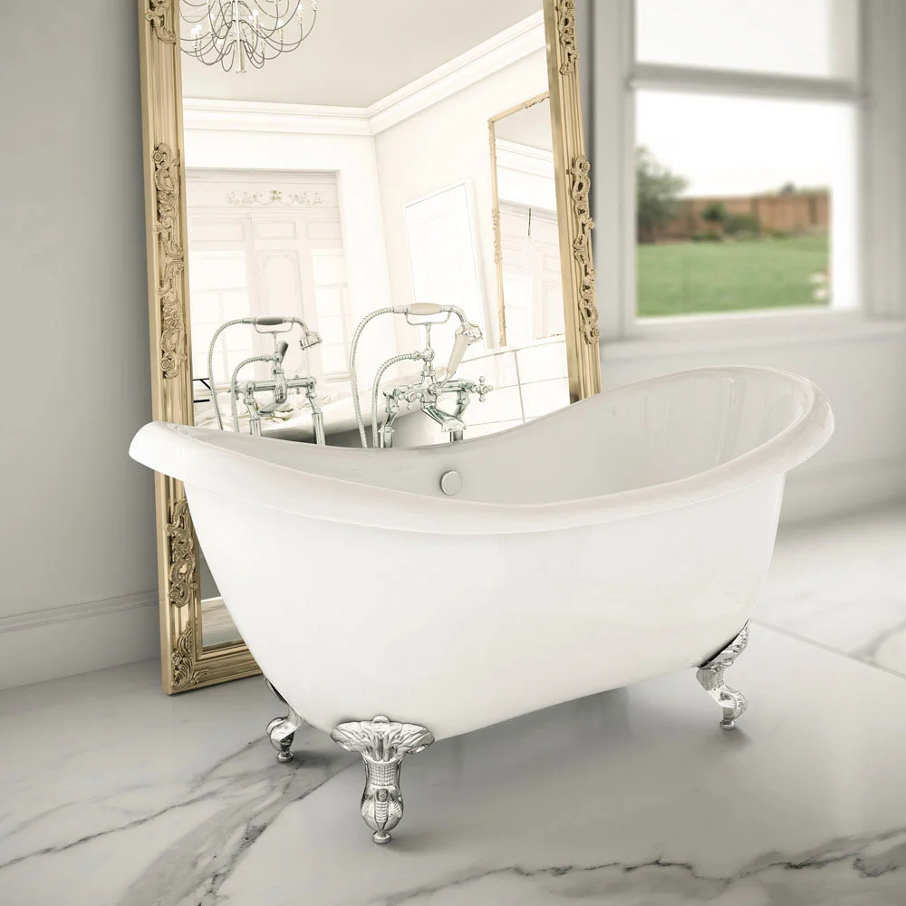 Earl 1750 Double Ended Roll Top Slipper Bath + Chrome Leg Set