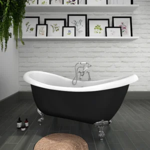 Earl Black 1750 Double Ended Roll Top Slipper Bath w. Ball + Claw Leg Set