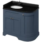 Burlington Floor Standing Corner Vanity Unit - Blue - Left Hand 1000mm with Black Granite Worktop