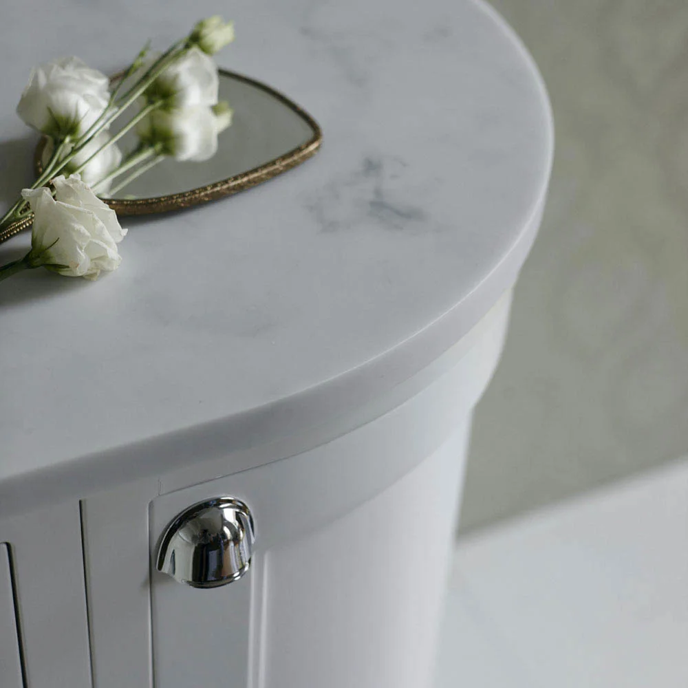 Burlington Floor Standing Corner Vanity Unit - Classic Grey - Left Hand 1000mm with Worktop White Worktop - Image 3
