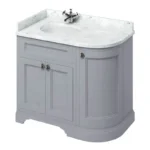 Burlington Floor Standing Corner Vanity Unit - Classic Grey - Left Hand 1000mm with Worktop White Worktop
