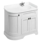 Burlington Floor Standing Corner Vanity Unit - Matt White - Right Hand 1000mm with Worktop