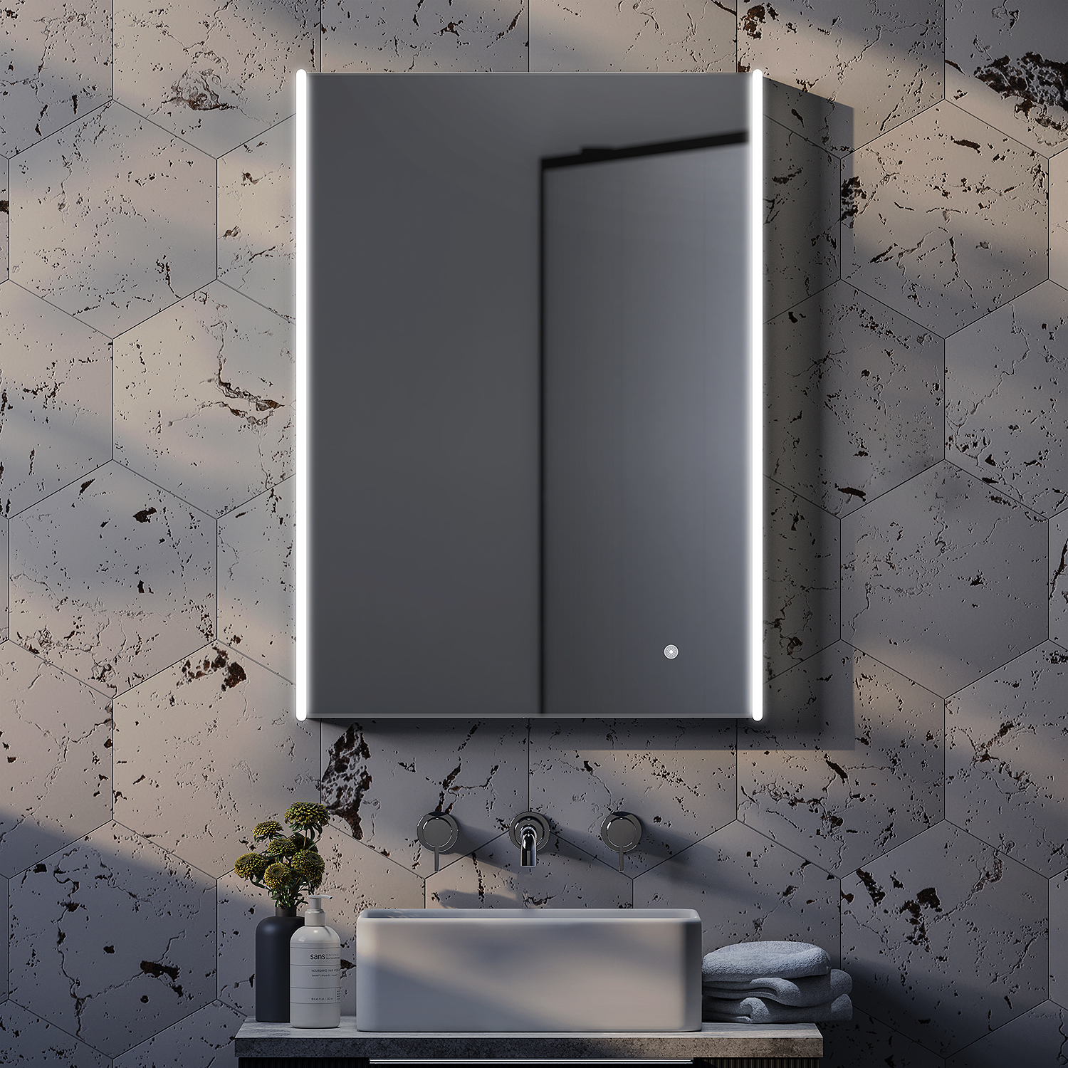 Toreno 500x700mm LED Illuminated Strips Mirror with Touch Sensor and Dimmer