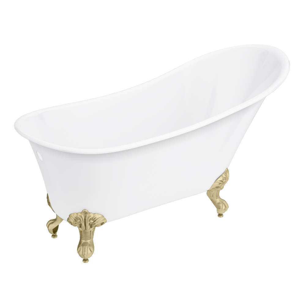 Harlow 1610 x 705mm Slipper Bath + Brushed Brass Leg Set - Image 3