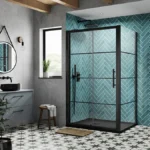 Hudson Reed Matt Black 1200 x 900mm Sliding Door Shower Enclosure + Black Tray