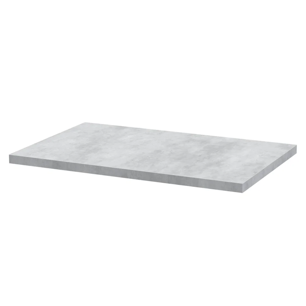 Haywood Gloss White / Natural Oak Wall Hung Countertop Vanity - 600mm w. Open Shelf + Bellato Grey Worktop - Image 3