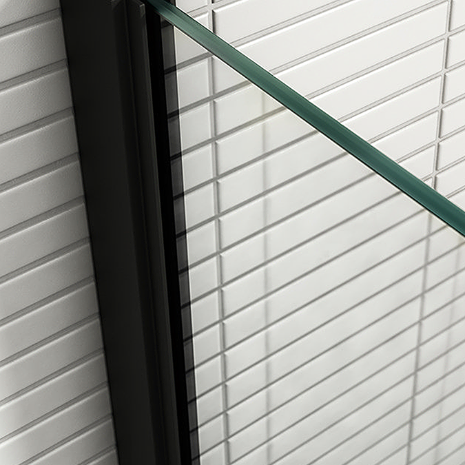 Arezzo Matt Black 10mm Glass 1700 x 800 Wet Room (with Screen, Side Panel + Tray) - Image 5
