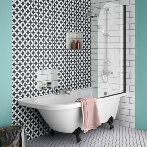 Appleby 1700 Roll Top Shower Bath + Antique Brass Leg Set Left Hand Option