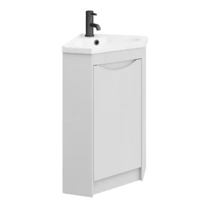 Monza White Ash Corner Floor Standing Vanity Unit