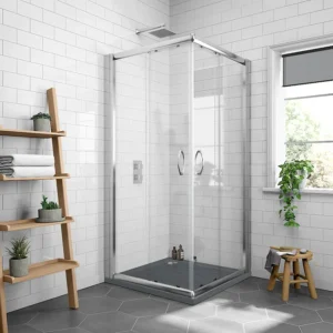 Newark 800 x 800mm Corner Entry Shower Enclosure + Slate Effect Tray