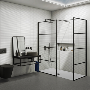 Osaka Matt Black 1400 x 800mm Wet Room (Includes Screen, Side Panel + Tray)