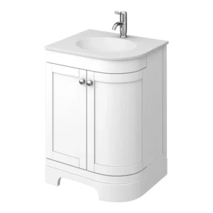 Period Bathroom Co. 610mm LH Offset Vanity Unit with White Stone Resin Basin - White