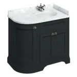 Burlington Floor Standing Corner Vanity Unit - Matt Black - Right Hand 1000mm with Carrara White Worktop