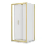 Venice Brushed Brass 800 x 800mm Bi-Fold Door Shower Enclosure without Tray