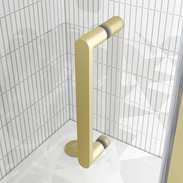 Venice Brushed Brass 1100 x 900mm Sliding Door Shower Enclosure without Tray - Image 3