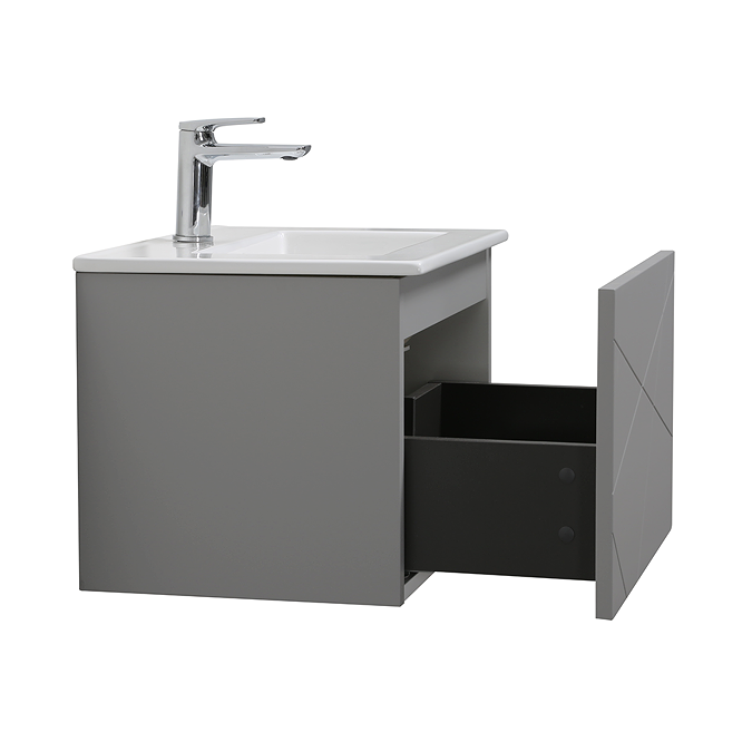 Voyage Wall Hung Vanity - 500mm Cool Grey with Chrome Handle - Image 3