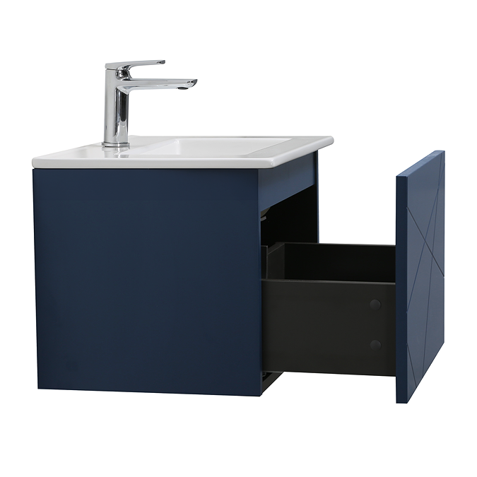 Voyage Wall Hung Vanity - 500mm Indigo Blue with Chrome Handle - Image 6