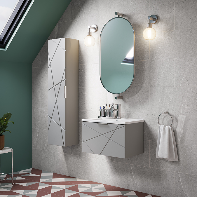 Voyage Wall Hung Vanity - 500mm Cool Grey with Chrome Handle - Image 8