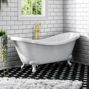 Earl 1750 Double Ended Roll Top Slipper Bath + White Leg Set