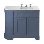 Heritage Wilton Maritime Blue 1000mm Corner RH Vanity with White Marble Effect Basin Top