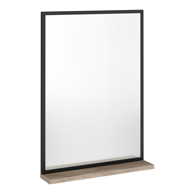 Atlas 700 x 500 Mirror with Shelf - Matt Black and Oak - Image 4