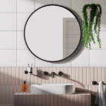 Arezzo Matt Black 800mm Round Mirror