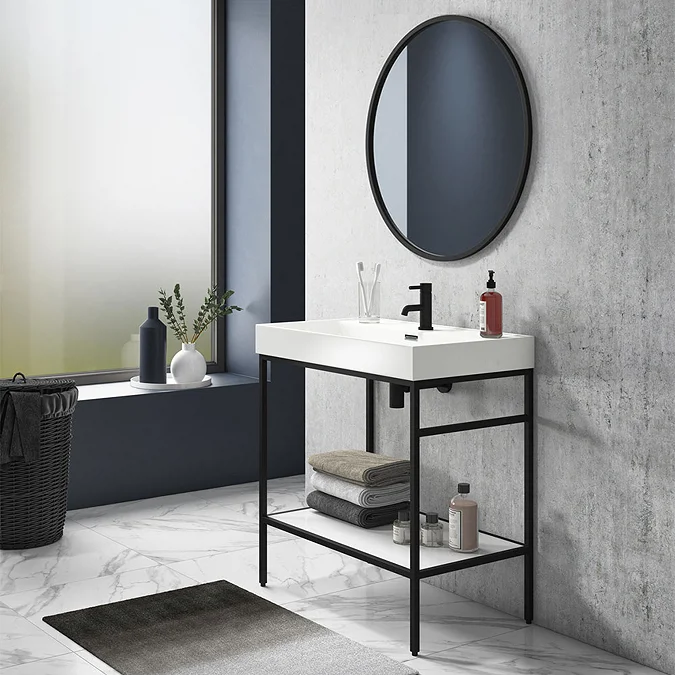 Arezzo Matt Black 800mm Round Mirror - Image 3