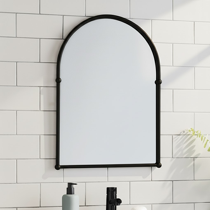 Chatsworth Traditional 673 x 490mm Arched Mirror - Matt Black