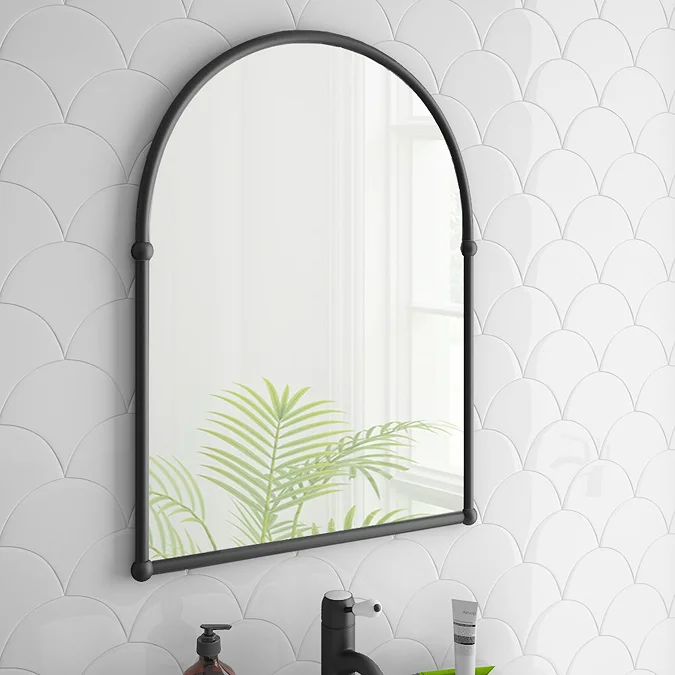 Chatsworth Traditional 673 x 490mm Arched Mirror - Matt Black - Image 4